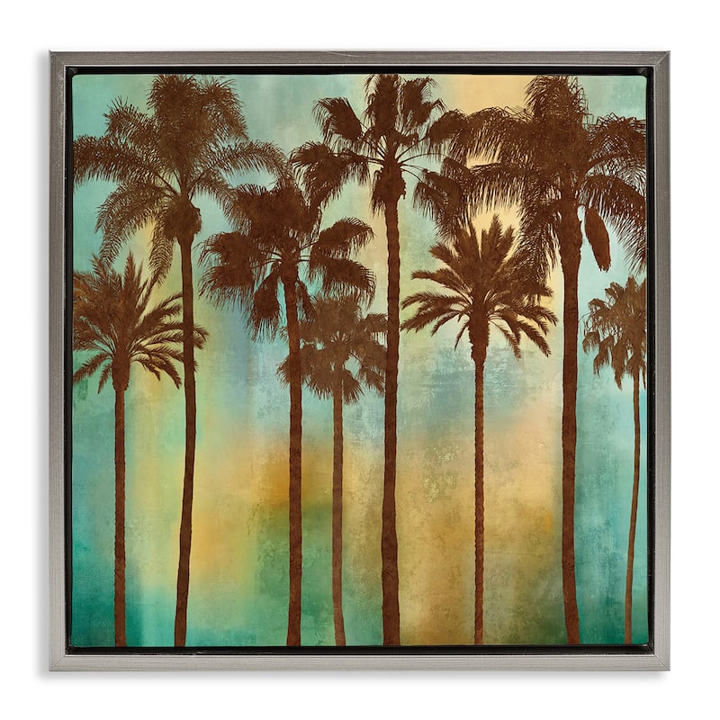 Stupell Looming Palms on Gradient Framed Floater Canvas Wall Art Design By John Seba - 18 x 18 - Grey