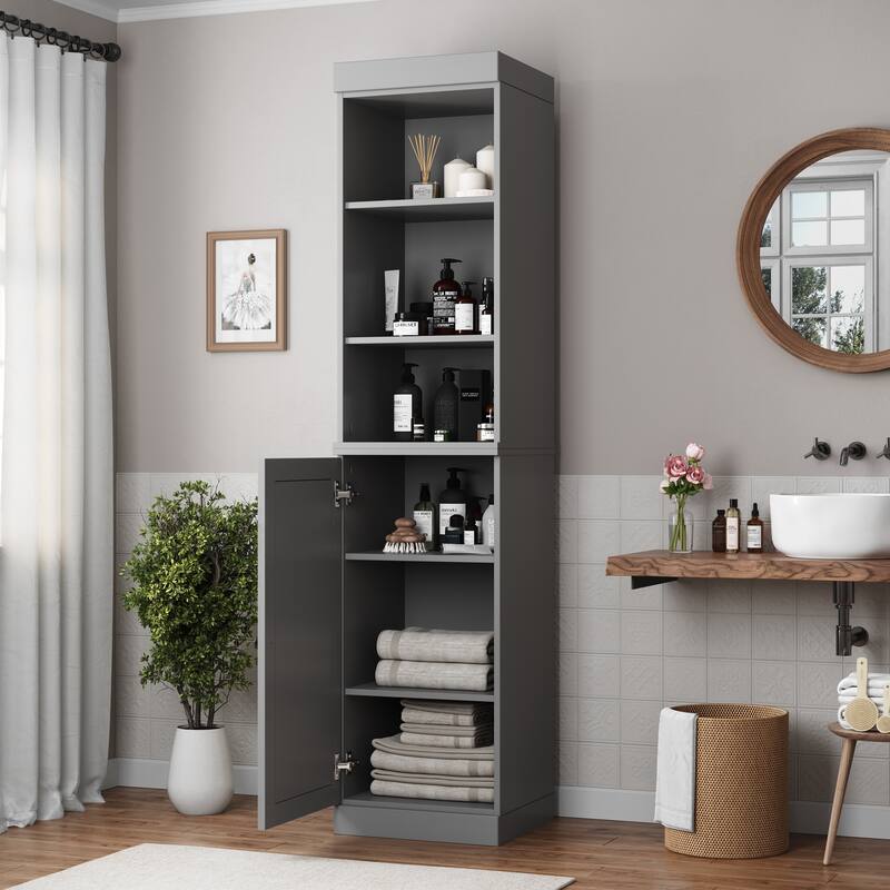 Palace Imports 100% Solid Wood 16.5" Bathroom Storage Cabinet with Solid Doors and Adjustable Shelves