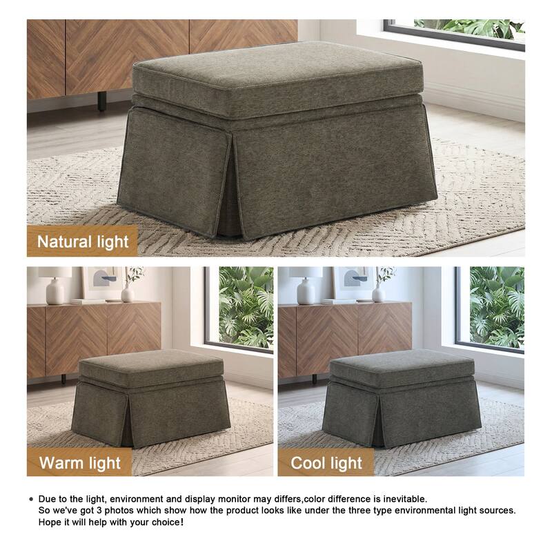 Skirted Rectangular Flip-Top Storage Ottoman