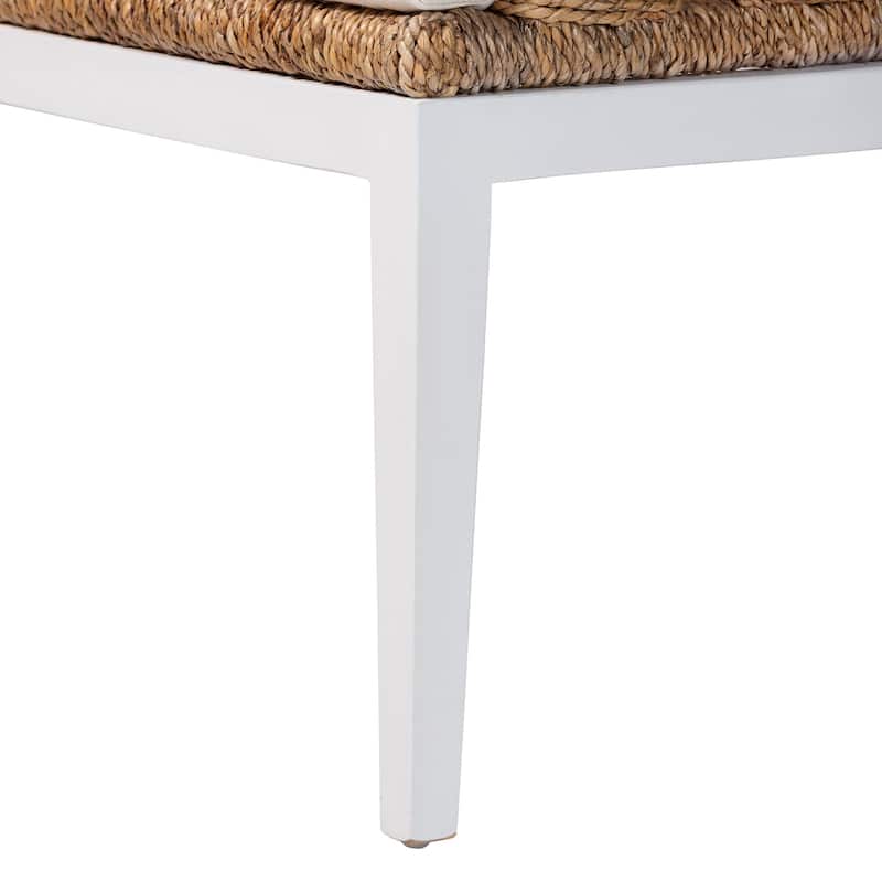 Ubud Seagrass Dining Nook Set with Wood Table - Coastal Farmhouse Breakfast Furniture Set