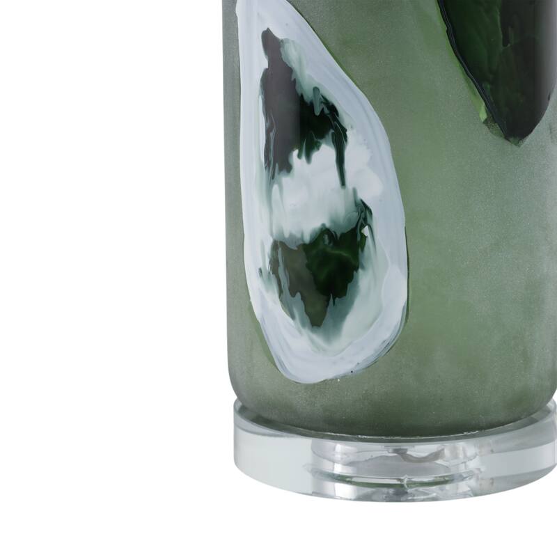 Frosted Glass Crystal Table Lamp Agate-Inspired Accents - 30" Green - 16" x 16" x 30"