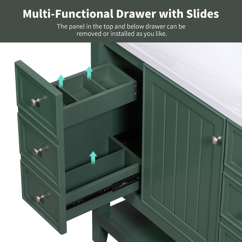 36" Bathroom Vanity with Sink Combo, One Cabinet and Three Drawers, Solid Wood and MDF Board