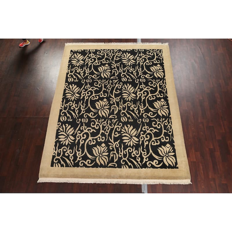 Vegetable Dye Oriental Nepalese Area Rug Hand-knotted Wool Carpet - 8'1" x 10'2"