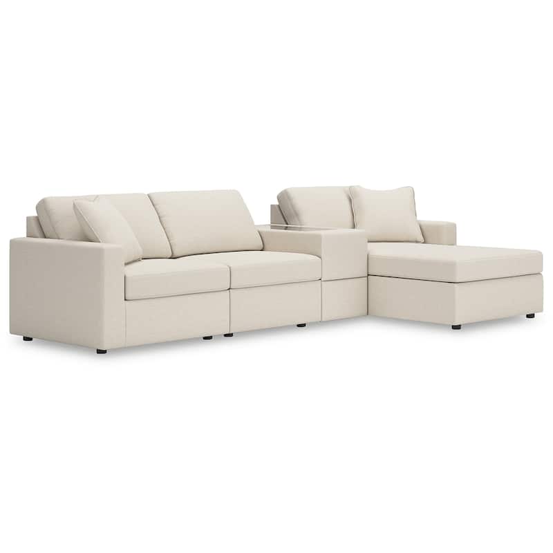 Signature Design by Ashley Modmax 4-Piece Sectional with Chaise and Storage Console - 126"W x 68"D x 36"H - White - Right Facing