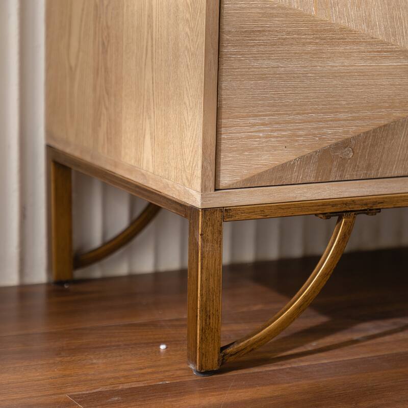 Roomfitters Modern Wood Storage Cabinet, 6-Unit Sideboard Buffet, Media Console for Bedroom or Living Room, Light Wood