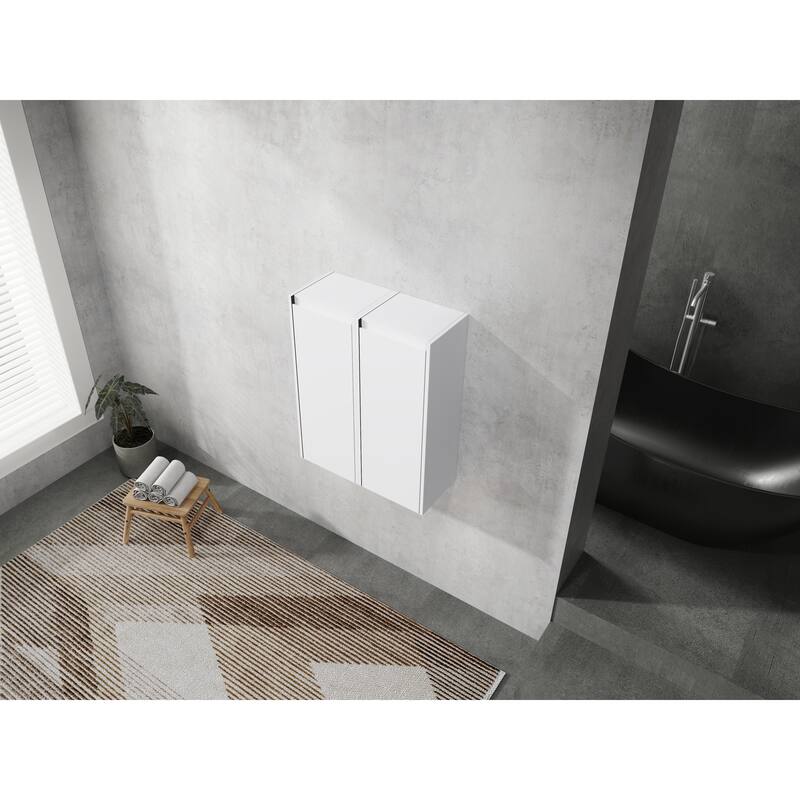 12" Bathroom Side Cabinet, 2-Soft Close Doors, Float Mounting Design