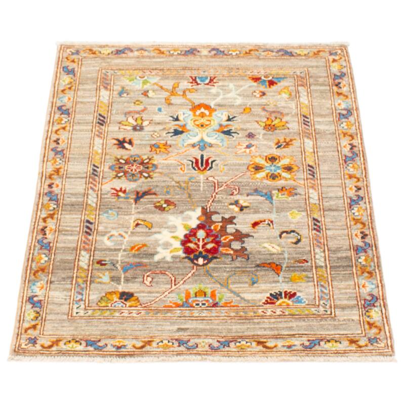 ECARPETGALLERY Hand-knotted Uzbek Ghazni Grey Wool Rug - 2'8 x 3'11