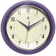 preview thumbnail 35 of 160, Round Retro Kitchen Wall Clock by Infinity Instruments 9.5 Inch - Purple