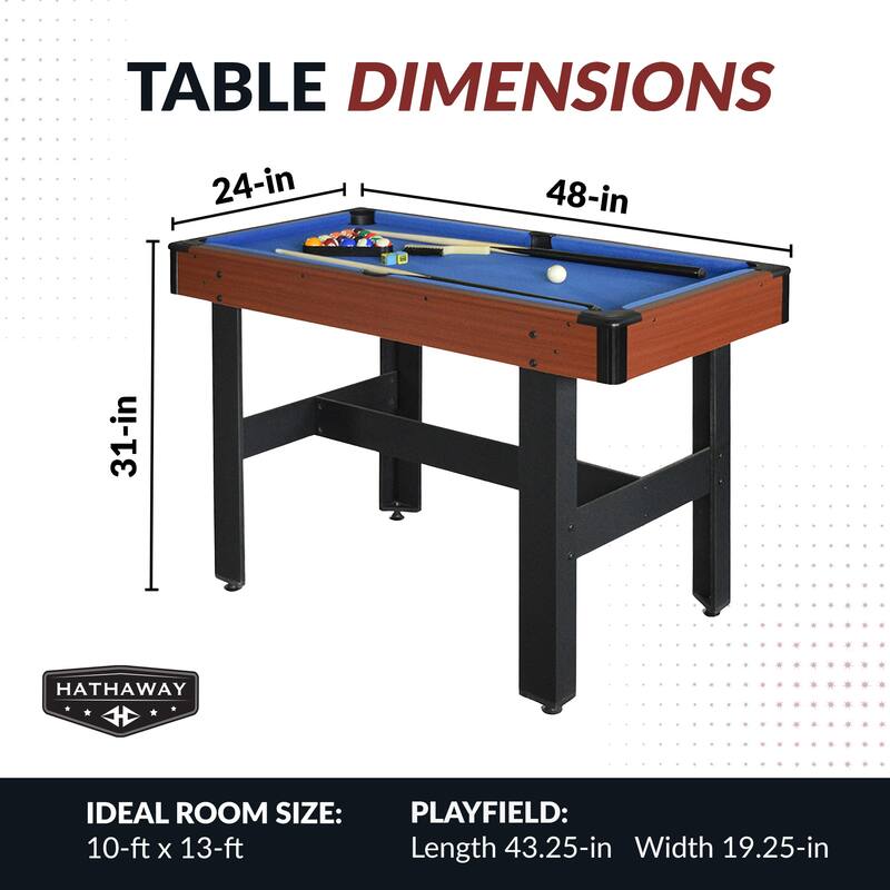Hathaway Triad 48-inch 3-in-1 Multi Combo Game Room Table, Air Hockey, Table Tennis, Billiards Pool