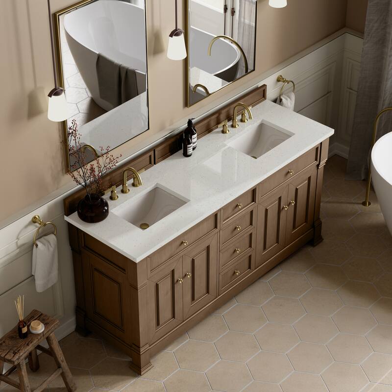 Brookfield 72" Double Vanity, Pecan