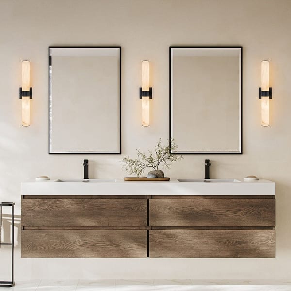 slide 2 of 22, Dimmable LED Marble Linear Vanity Wall Lamp - Warm Light 23in Black