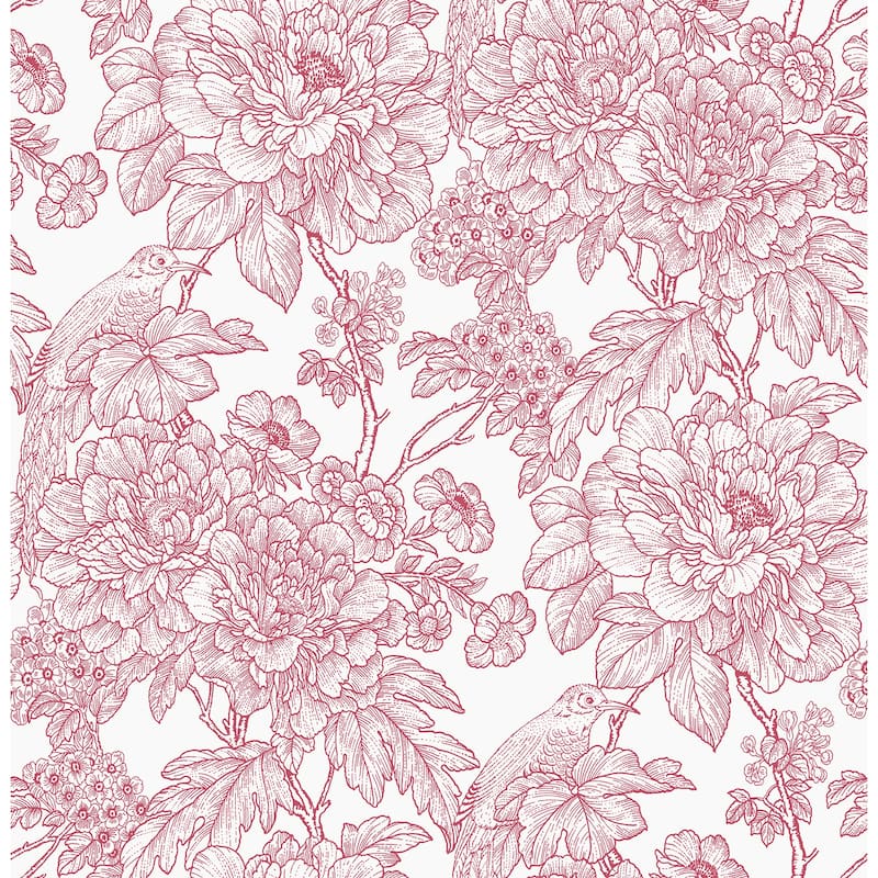 A-Street Prints Birds of Paradise Breeze Red Floral Wallpaper