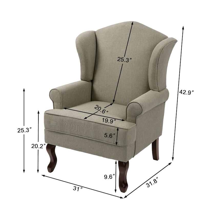 2 Set Traditional Wingback Accent Chairs Upholstered Armchair