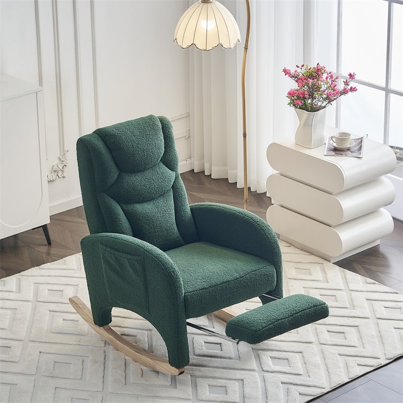 Ergonomic Fabric Nursery Rocking Chair With Adjustable Footrest