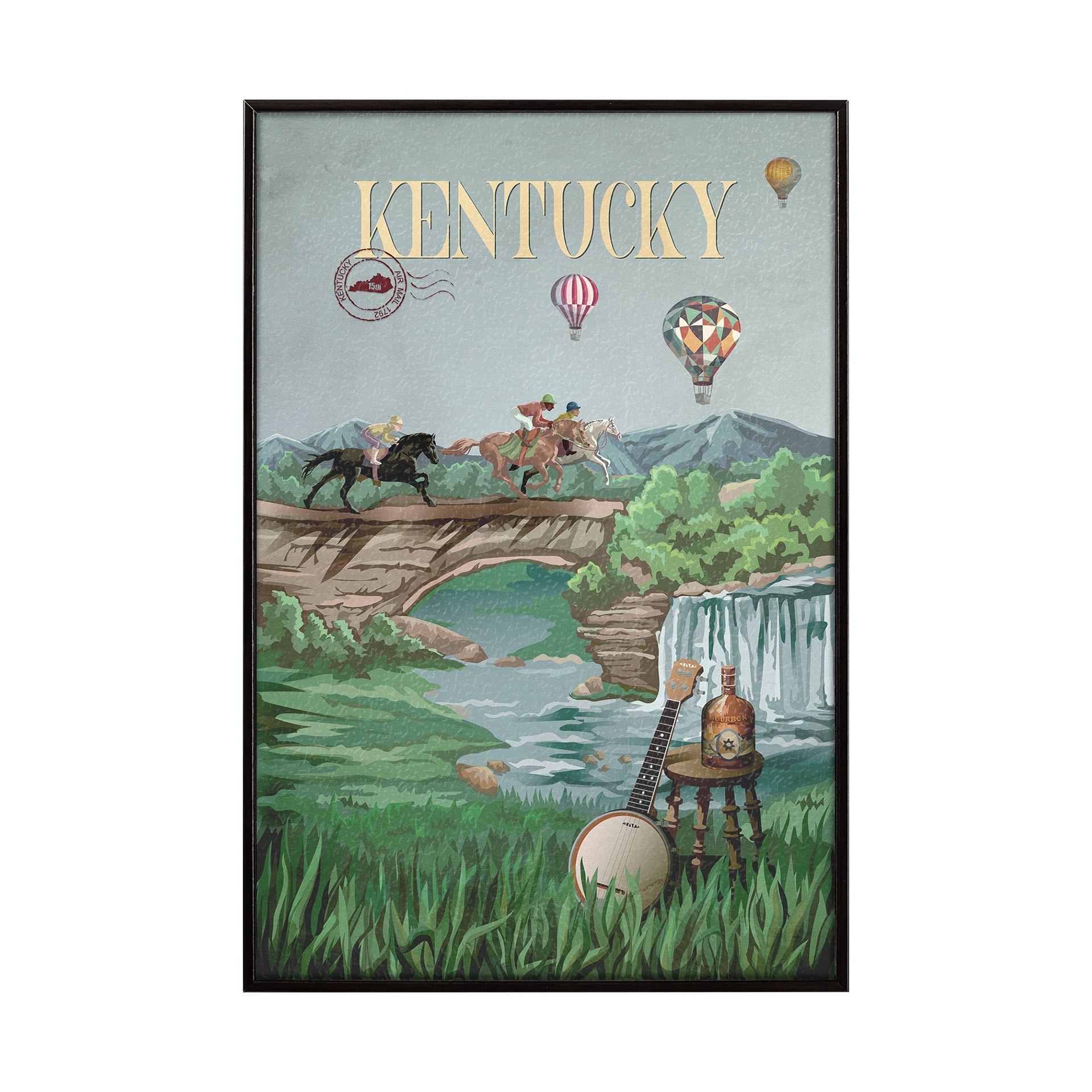 Kentucky Go USA (SM) by Mercana Studio a Hand Embellished Decograph Framed Art Print