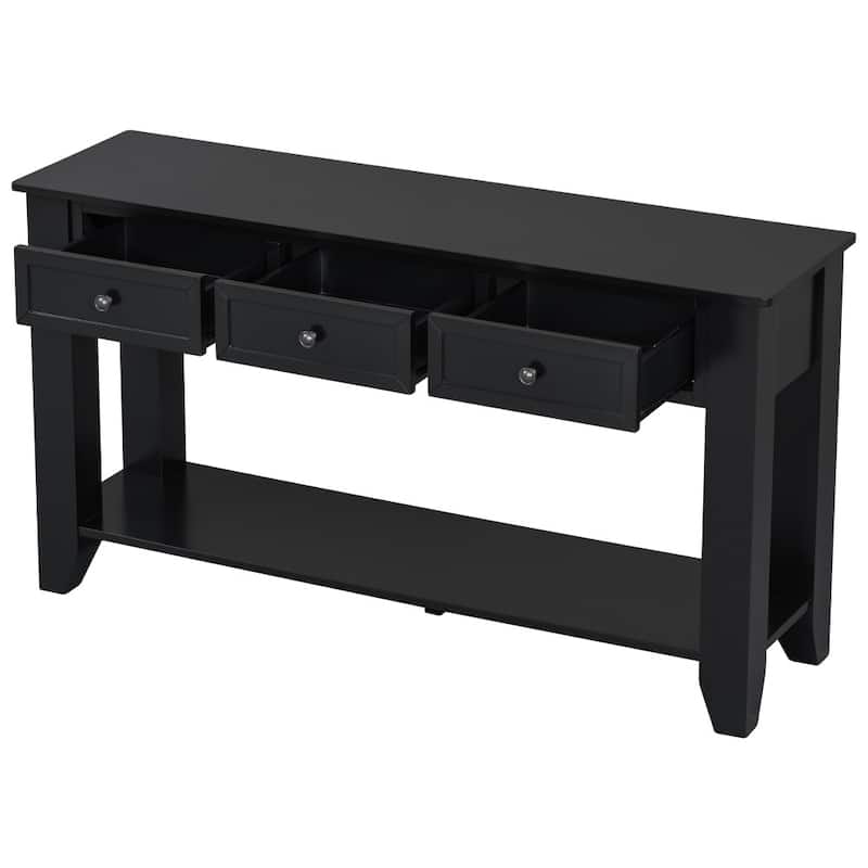 55.4" Modern Console Table Solid Wood Sideboard with 3 Storage Drawers