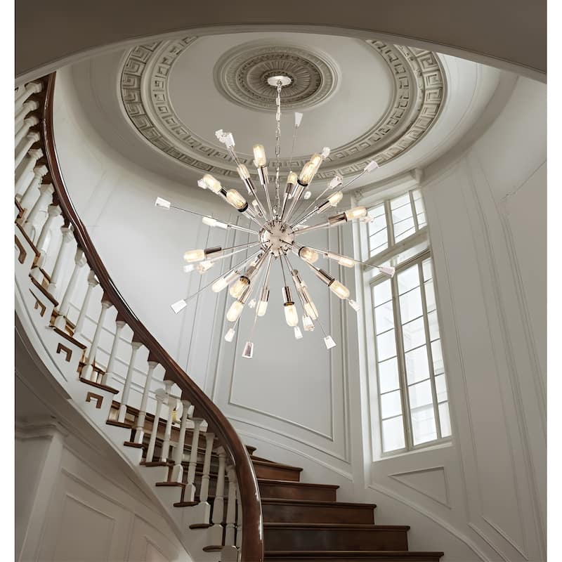24-Light Starburst Sparkling Sputnik Chandelier Large Pendant Light