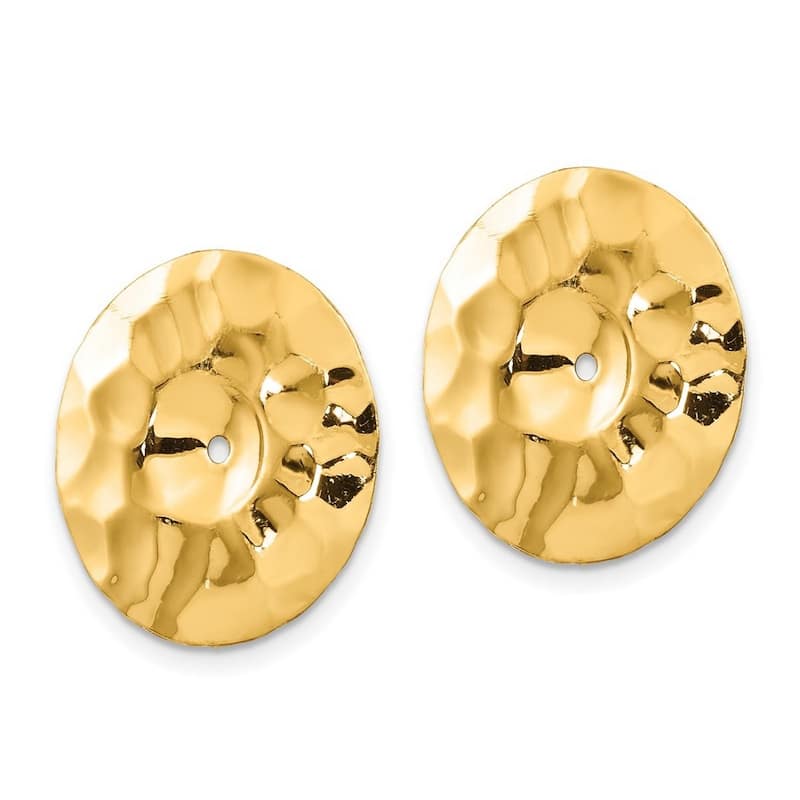 Curata 14k Yellow Gold Polished Hammered Disc Earrings - Jackets 16x17mm