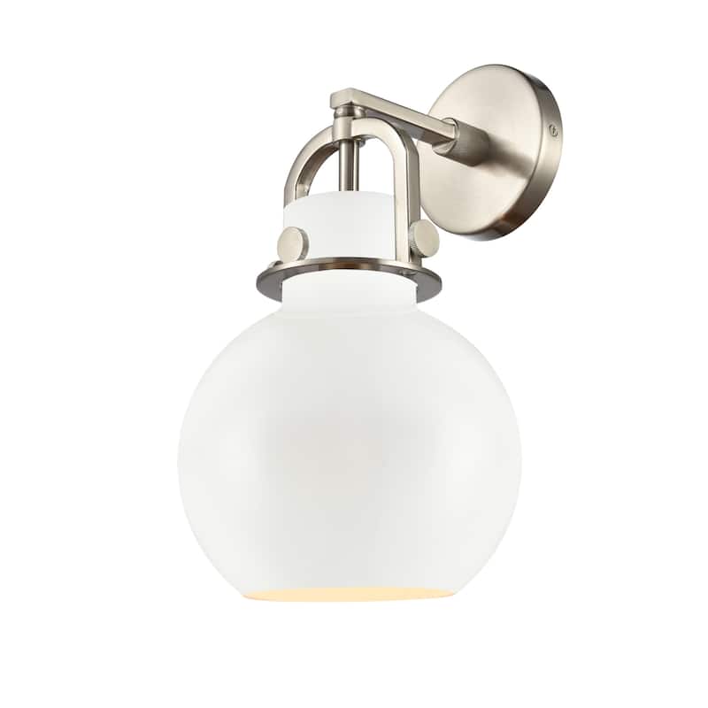 Innovations Lighting 410-1W-15-8 Newton Sphere Sconce Newton Sphere - Satin Nickel