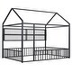 preview thumbnail 7 of 40, House-Shaped Design Metal Full Size Bed Frame with Fence and Shelves