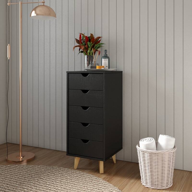 Tall 5-Drawer Dresser - Black
