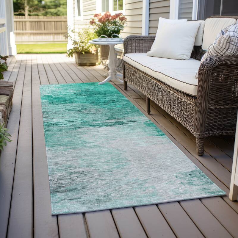 Machine Washable Indoor/ Outdoor Chantille Abstract Ombre Rug