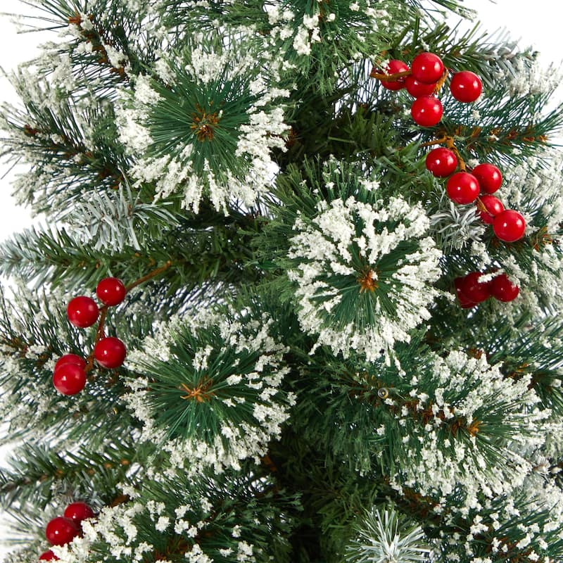 50in Artificial Christmas Tree with Lights & Berries - Holiday Decor for Small Spaces - Green - 50