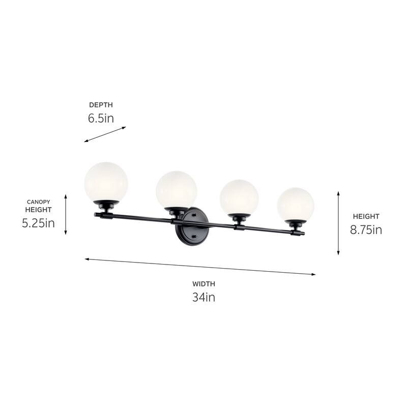 Benno 34 in. 4-Light Bathroom Vanity Light with Opal Glass