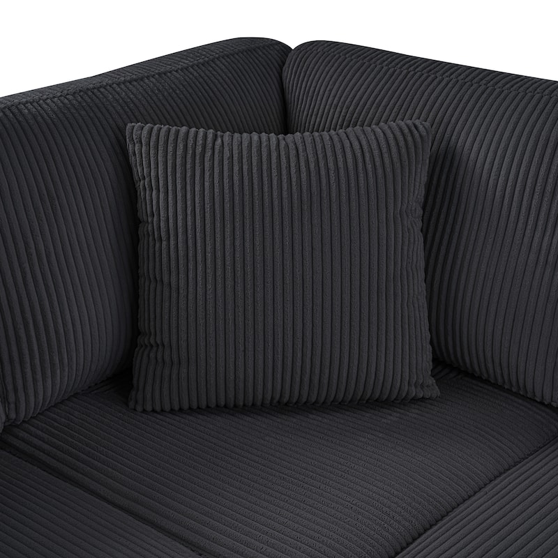 U-Shaped Oversized Corduroy Sectional Sofa with Chaise Lounge and Removable Cushions by Harper&Bright Designs