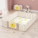 preview thumbnail 1 of 12, Bear Foldable Baby Safety Play Yard with 16 Panel and Play Mat Grey