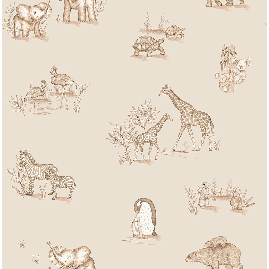 Advantage Safari Babies Beige Animal Wallpaper