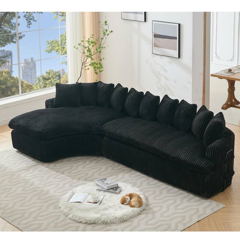 127" Modular Sectional Upholstered Sofa, L Shaped Couch with 10 Pillows, Modern Curved Couches with Left Chaise Lounge