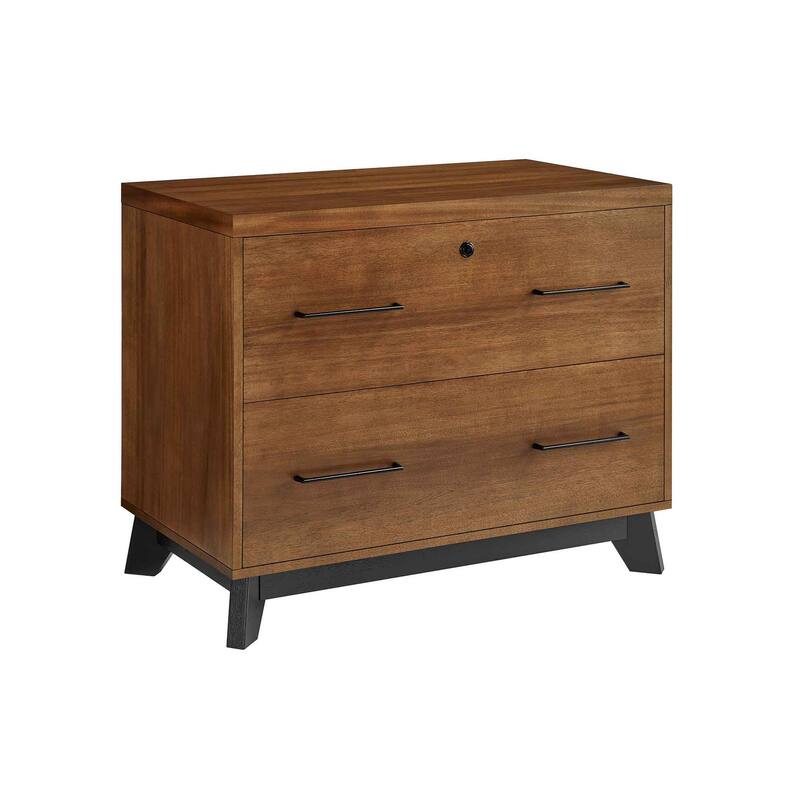 Modern Wood Lateral File, Office Lateral File, Storage File Drawer, Fully Assembled, Rich Medium Brown - Brown - Letter