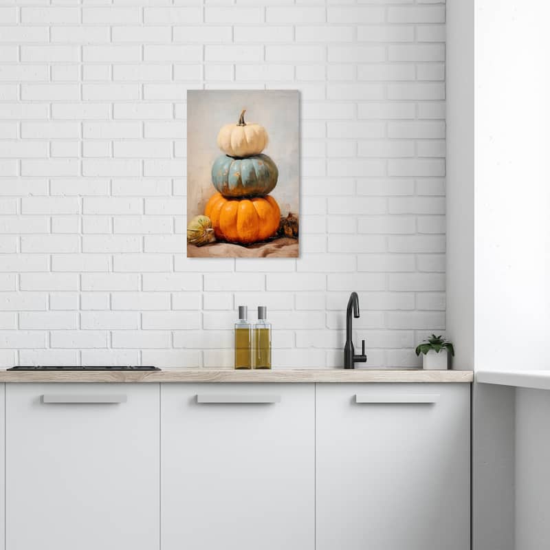 Wynwood Studio Canvas Food and Cuisine Pumpkin Display Orange and Cream White Rustic Wall Art Canvas Print - 24 x 16