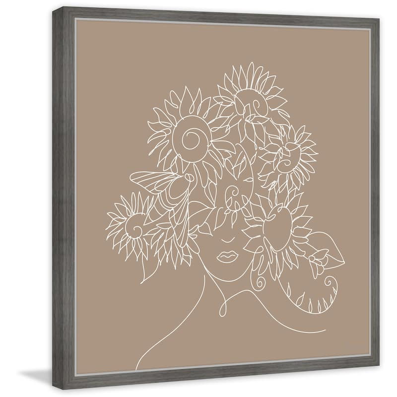 'Sunflower Outline' Framed Painting Print