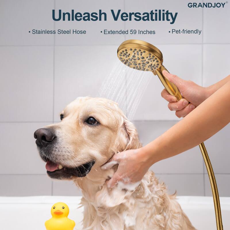 GRANDJOY 5-Spray Wall Mounted Shower Faucet System with Valve