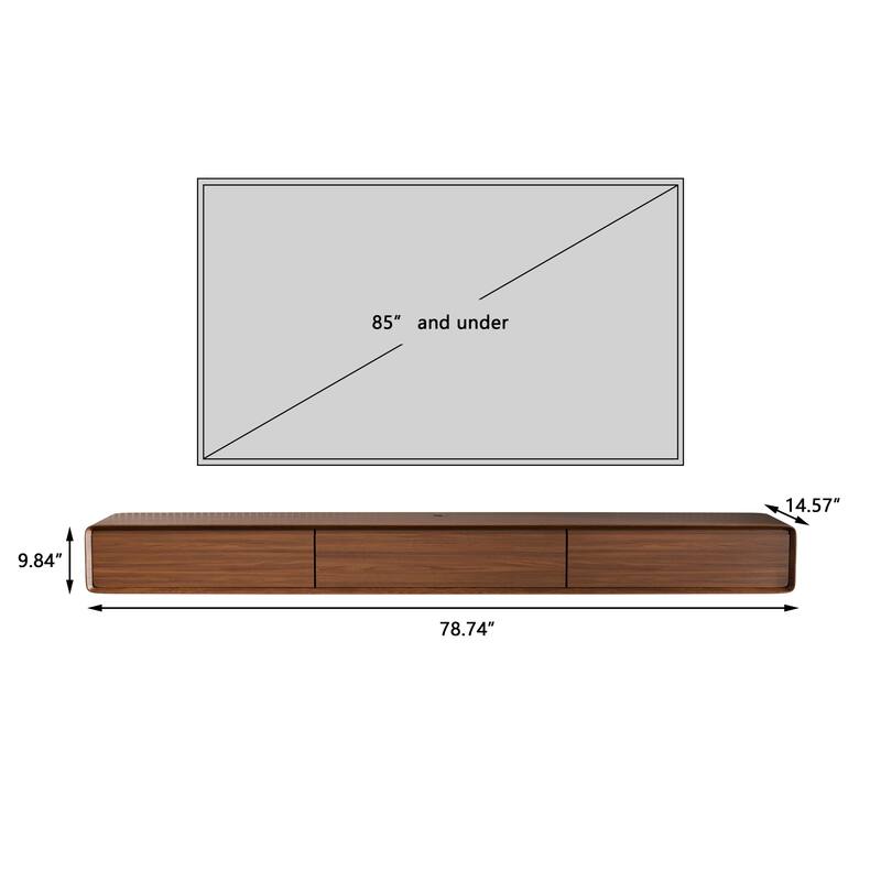 Modland 78" Modern Floating TV Stand Wall Mounted Media Control Center for Living Room - 78