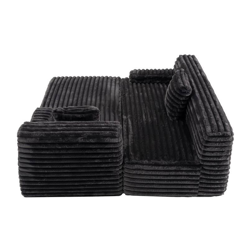 Cloud Sectional Sofa, Modern Upholstered Couch with 2 Throw Pillows, Free-Combined Sofa, Modular Sectional L Shaped Couch