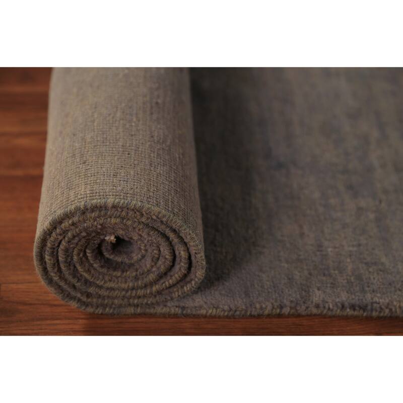 Gray & Beige Modern Gabbeh Runner Rug Handmade Wool Carpet - 2'8" x 9'6"