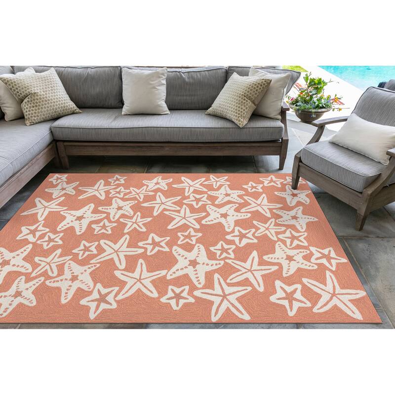 Liora Manne Capri Starfish Indoor/Outdoor Rug - 3'6" x 5'6" - Coral