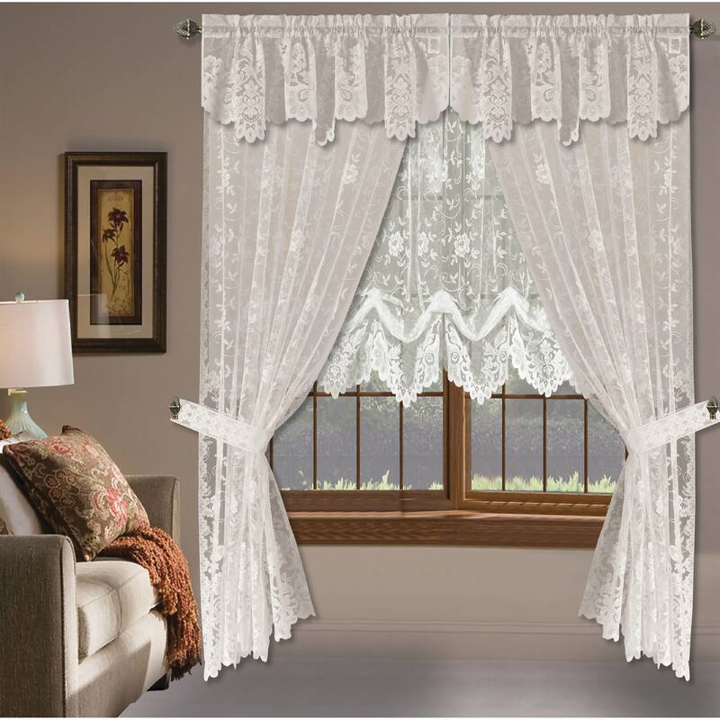 Grace Floral Lace Window Curtain Panels Or Valance