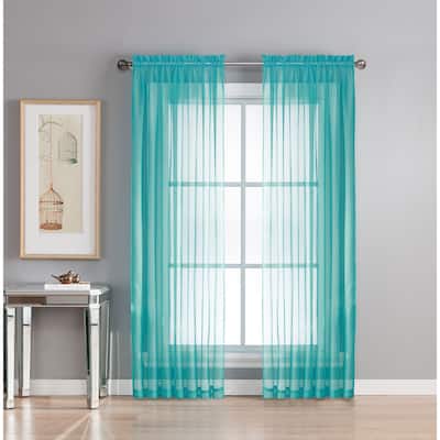 Window Elements Diamond Sheer Voile Extra Wide Curtains (Set of 2)