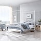 preview thumbnail 10 of 12, Earhart Metal Queen Canopy Platform Bed by Christopher Knight Home White