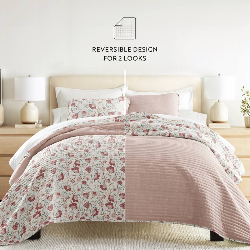 Becky Cameron All Season 3 Piece Floral Reversible Quilt Set