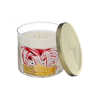 Christmas 14 Oz 3 Wick Jar Candle Candy Cane - Set of 2 - N/A