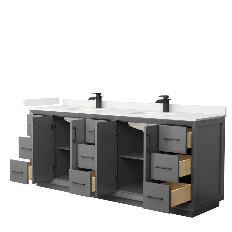 Strada 84-inch Double Vanity, Quartz Top