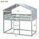 preview thumbnail 4 of 34, Twin Over Twin House Bunk Bed with Tent, Solid Wood Double Bedframe