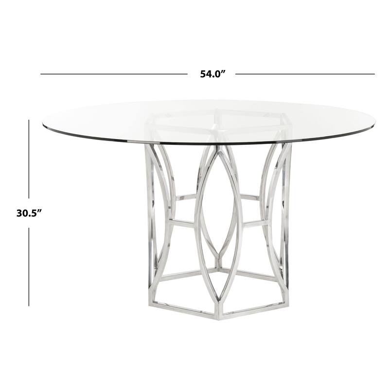 SAFAVIEH Couture Shaw Glass Top Round Dining Table