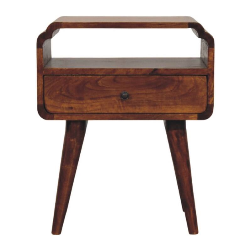 HomeRoots 22" Chestnut Solid Wood Oval One Drawer Nightstand
