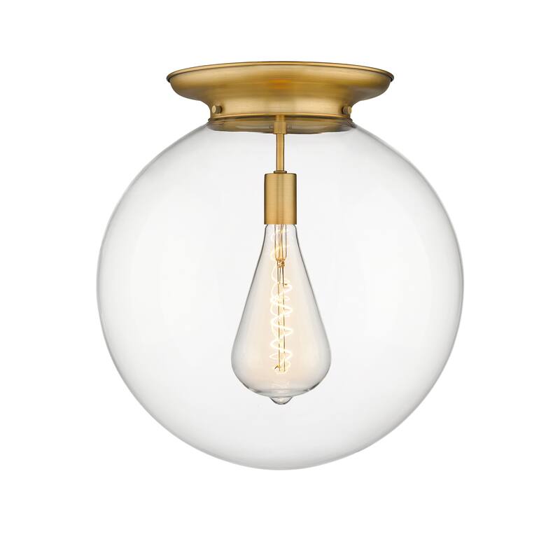 Innovations Lighting Beacon - 1 Light 18" Flush Mount - Clear/Brushed Brass